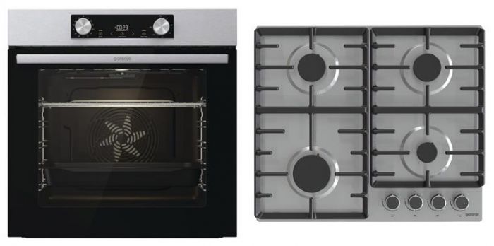 Комплект Gorenje (духовка електрична BO6737E02XK + варильна поверхня газова G642ABX), 743550, нерж.