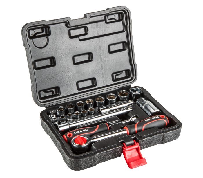 Набір інструментів Top Tools, набір торцевих головок 1/4", 3/8", 20шт
