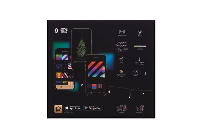 Гірлянда Smart LED Twinkly Strings RGBW 600 IP44 48м кабель чорний