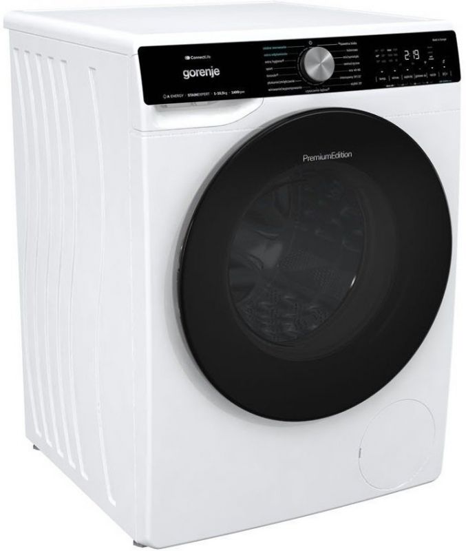 Пральна машина Gorenje фронтальна, 10,5кг, 1400, A+++, 60см, дисплей, інвертор, пара, Wi-Fi, підсвітка барабану, білий