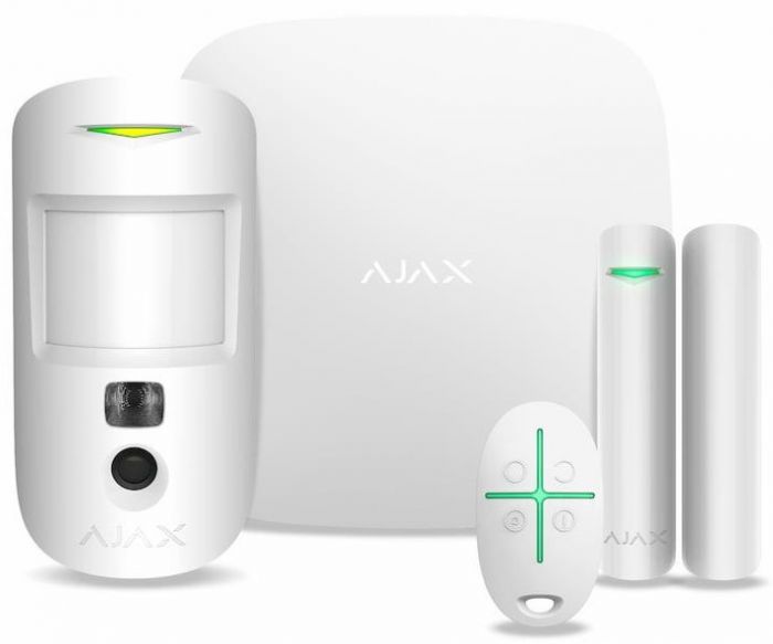 Комплект охоронної сигналізації Ajax StarterKit Cam, hub 2, motioncam, doorprotect, spacecontrol, jeweller, бездротовий, білий (20293.58.WH1)