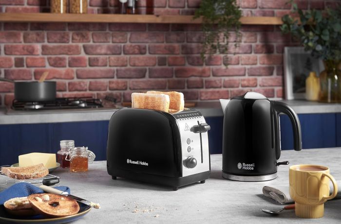Тостер Russell Hobbs Colours Plus 1600Вт, підігрів, розморожування, метал., чорний