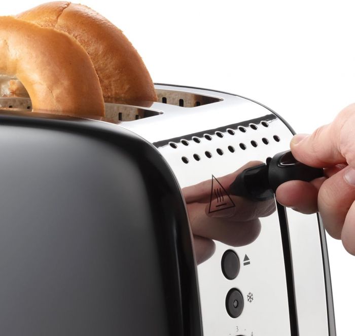 Тостер Russell Hobbs Colours Plus 1600Вт, підігрів, розморожування, метал., чорний