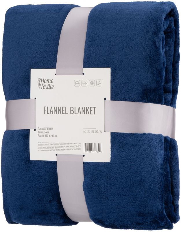 Плед Ardesto Flannel, 160х200см, 100% поліестер, синій