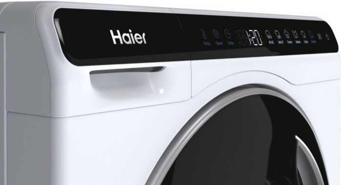 Пральна машина Haier фронтальна, 5кг, 1200, A+++, 44см, дисплей, інвертор, люк чорний, висота 70см, білий