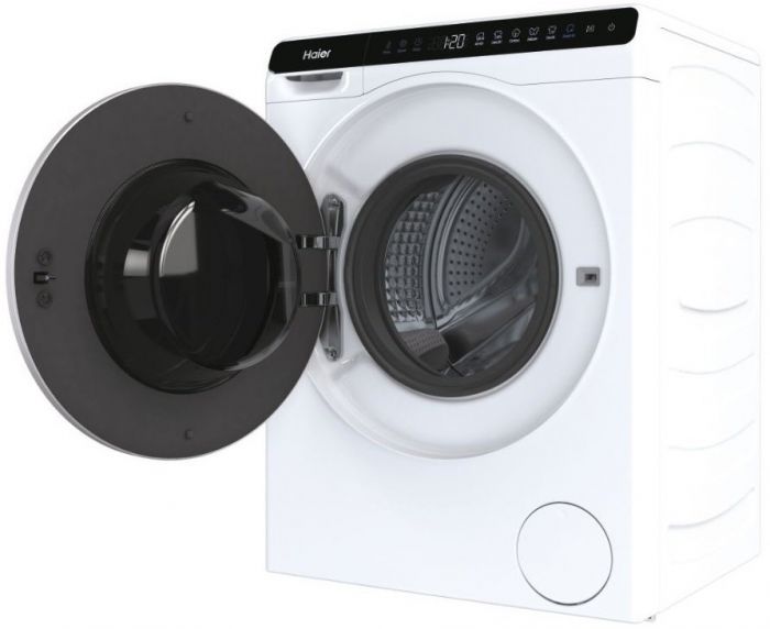 Пральна машина Haier фронтальна, 5кг, 1200, A+++, 44см, дисплей, інвертор, люк чорний, висота 70см, білий