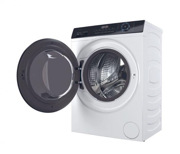 Пральна машина Haier фронтальна, 7кг, 1200, A+++, 44см, дисплей, пара, інвертор, люк чорний, прямий привід, білий