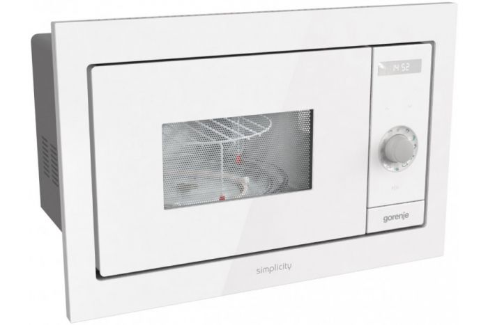 Мікрохвильова піч Gorenje вбудовувана Simplicity, 23л, міх. управл., 900Вт, гриль, дисплей, білий