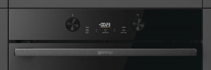 Духова шафа Gorenje електрична, 77л, A+, пара, дисплей, піроліз, чорний