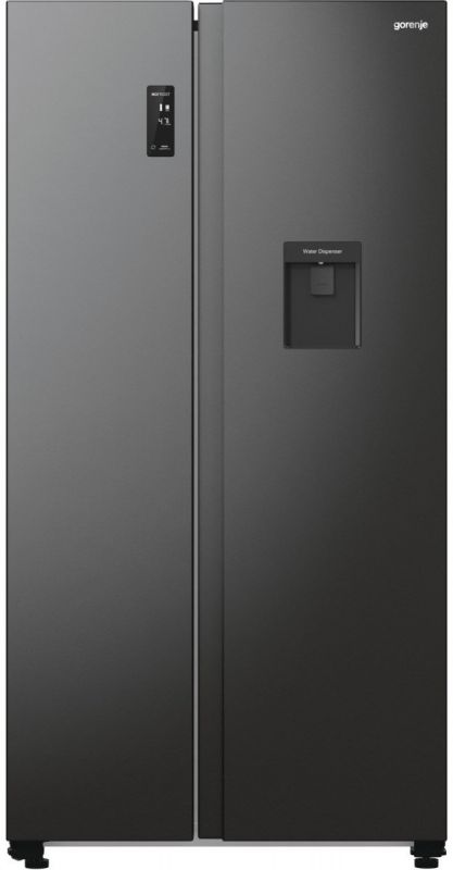 Холодильник SBS Gorenje, 179х67х92см, 2 двері, 353(191)л, А++, NF+, Інв., Зона св-ті, диспенсер, генератор льоду, Зовн. Диспл, чорний