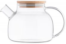 Заварник Ardesto Midori, 1000мл, боросилікатне скло, бамбук, прозорий