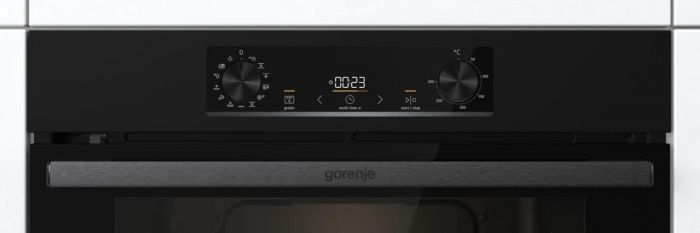 Духова шафа Gorenje електрична, 77л, A+, пара, дисплей, IconLed, піроліз, чорний