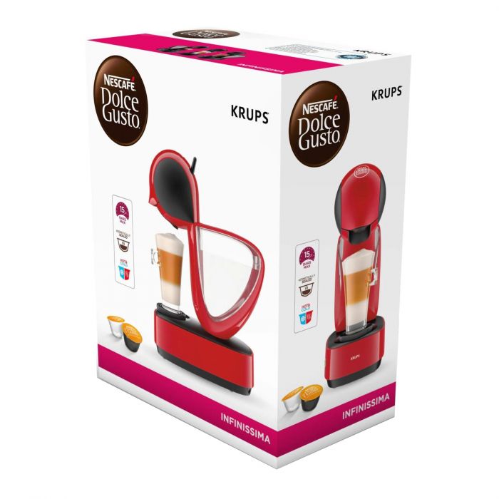 Кавоварка Krups капсульна Infinissima, 1.2л, капсули NESCAFE Dolce Gusto, червоний