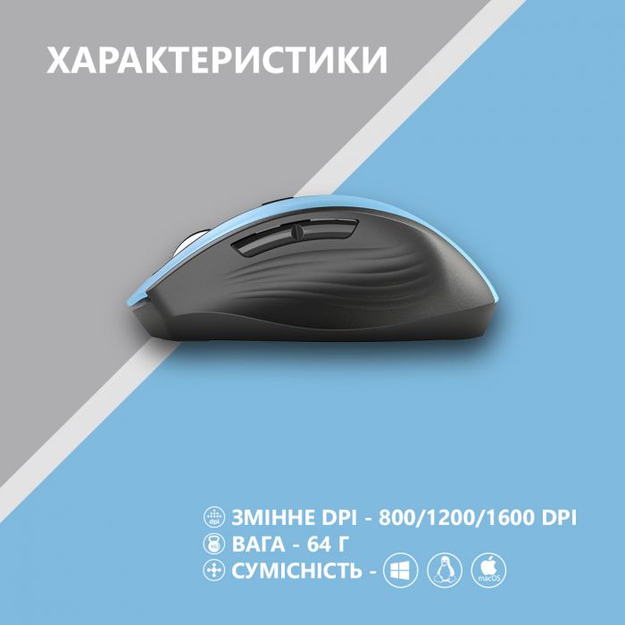 Миша 2E MF250 Silent, WL, синій