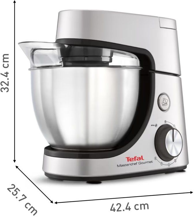 Кухонна машина Tefal Masterchef Gourmet 1100Вт, чаша-нержавіюча сталь, корпус-метал, насадок-6, сірий