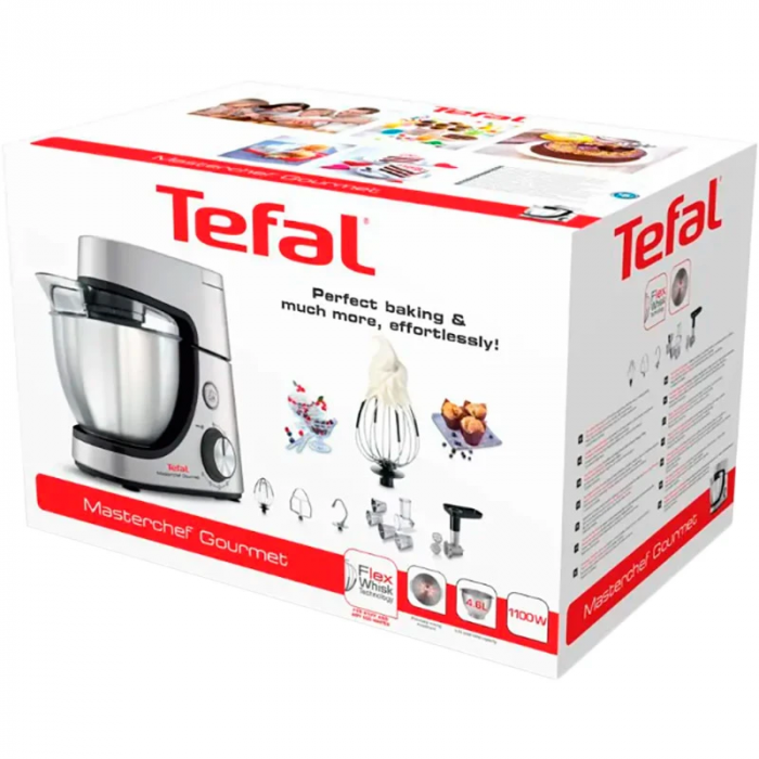 Кухонна машина Tefal Masterchef Gourmet 1100Вт, чаша-нержавіюча сталь, корпус-метал, насадок-6, сірий