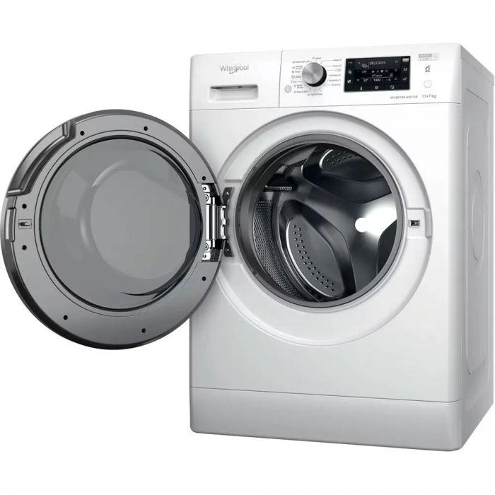 Прально-сушильна машина Whirlpool фронтальна, 11(7)кг, 1600, A, 60см, дисплей, пара, інвертор, білий