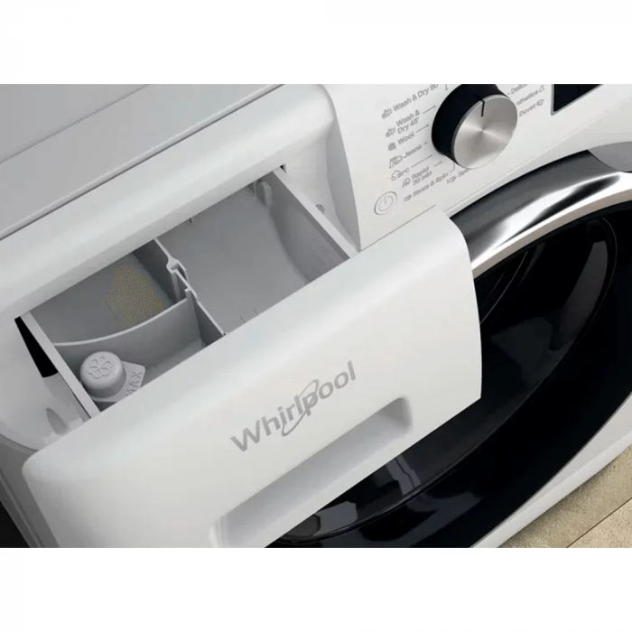 Прально-сушильна машина Whirlpool фронтальна, 11(7)кг, 1600, A, 60см, дисплей, пара, інвертор, білий