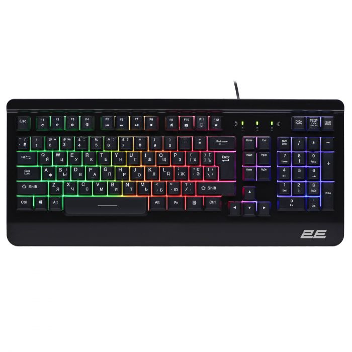 Клавіатура мембранна 2E GAMING KG320 104key, USB-A, EN/UA/RU, LED, чорний