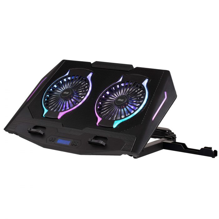 Підставка для ноутбука 2E GAMING CPG-006, до 17.3", 2xUSB-A, LCD/phone holder, RGB, чорний