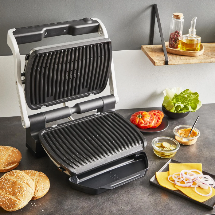 Гриль Tefal притискний OptiGrill+ 2000Вт, темп. режимів-4, знімні пластини, алюміній, метал