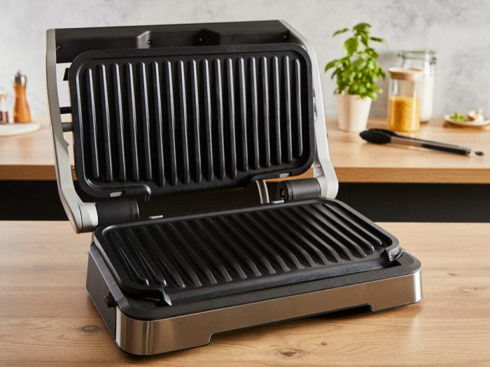 Гриль Tefal прижимний OptiGrill 2in1 XL 2200Вт, темп. режимів-4, з`ємні пластини, сенсор товщини продуктів, метал