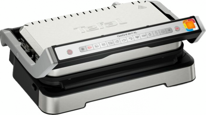 Гриль Tefal прижимний OptiGrill 2in1 XL 2200Вт, темп. режимів-4, з`ємні пластини, сенсор товщини продуктів, метал