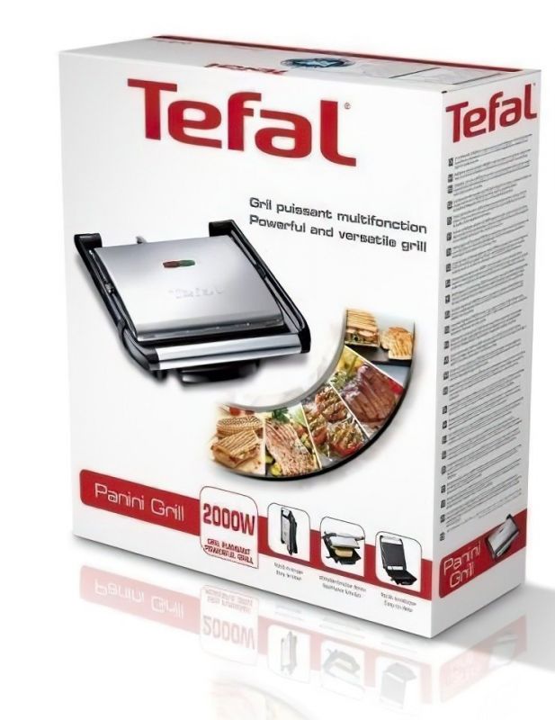 Гриль Tefal прижимний PaniniGrill 2000Вт, темп. режимів-1, метал