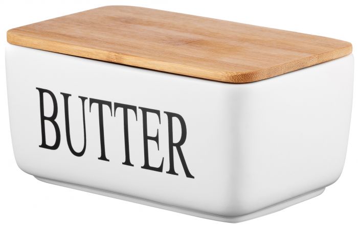 Маслянка ARDESTO Midori 16.5х10х8см, кераміка, бамбук, біла