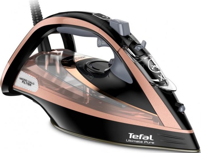 Праска Tefal Ultimate Pure, 3200Вт, 350мл, паровий удар -260гр, постійна пара - 60гр, керам. підошва, чорно-рожевий