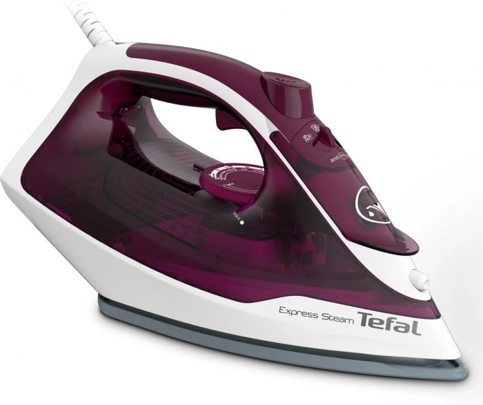 Праска Tefal Express Steam, 2400Вт, 270мл, паровий удар -160гр, постійна пара - 30гр, керам. підошва, бордовий