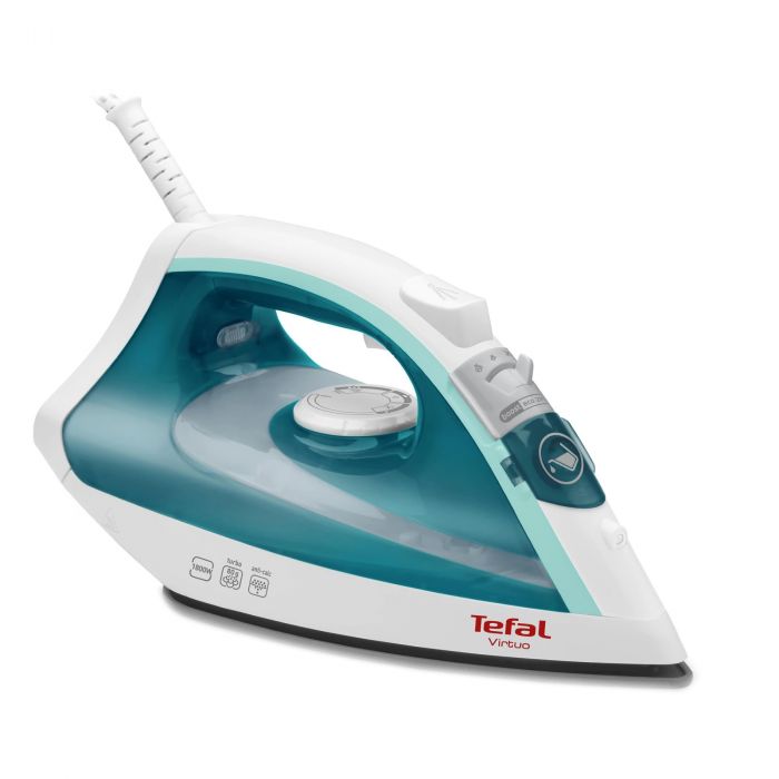 Праска Tefal Virtuo, 1800Вт, 200мл, паровий удар -80гр, постійна пара - 24гр, керам. підошва, біло-бірюзовий