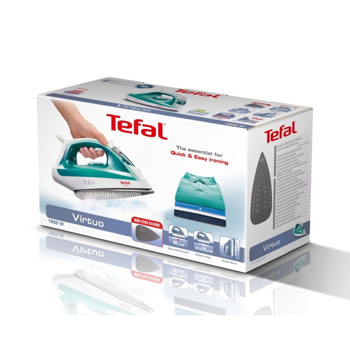Праска Tefal Virtuo, 1800Вт, 200мл, паровий удар -80гр, постійна пара - 24гр, керам. підошва, біло-бірюзовий