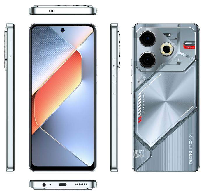Смартфон TECNO POVA 6 NEO (LI6) 6.78" 8/256ГБ, 2SIM, 7000мА•год, Starry Silver