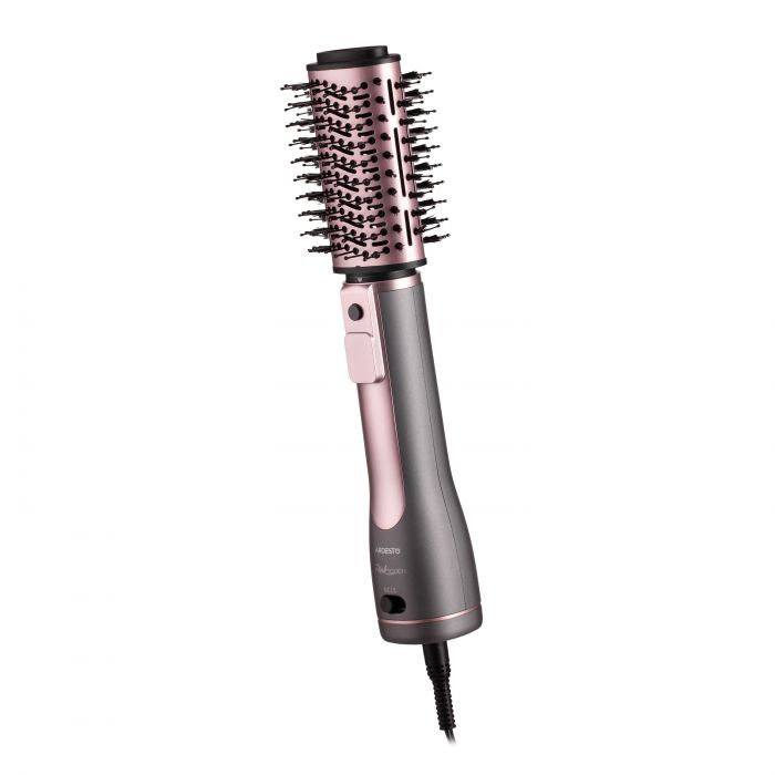 Фен-щітка Ardesto  Brush Pink Touch, 1200Вт, 2 швидкості, 2 темп. режими, LED-дисплей, функція іонізації , 4 насадки, сірий+ рожевий