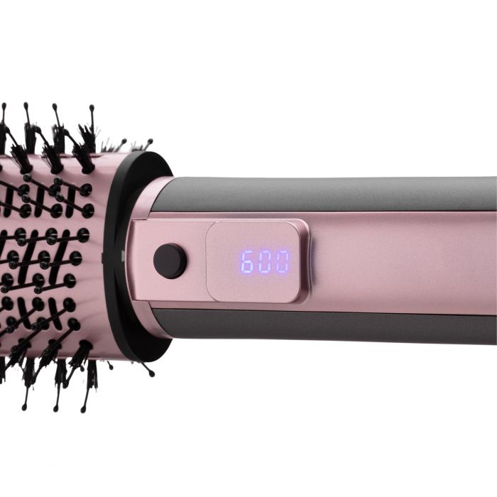 Фен-щітка Ardesto  Brush Pink Touch, 1200Вт, 2 швидкості, 2 темп. режими, LED-дисплей, функція іонізації , 4 насадки, сірий+ рожевий