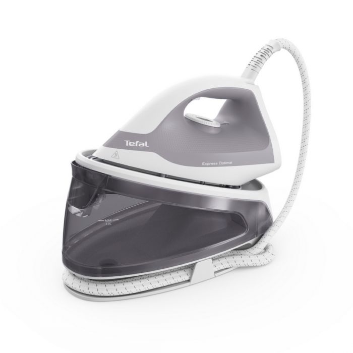 Праска-парогенератор Tefal Express Optimal, 2200Вт, 1200мл, паровий удар -250гр, постійна пара - 110гр, керам. підошва, біло-сірий