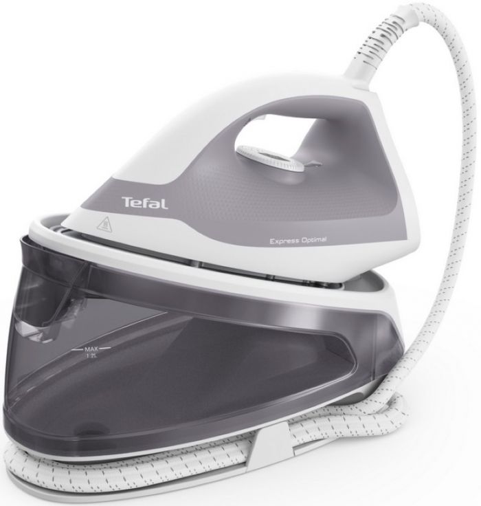 Праска-парогенератор Tefal Express Optimal, 2200Вт, 1200мл, паровий удар -250гр, постійна пара - 110гр, керам. підошва, біло-сірий