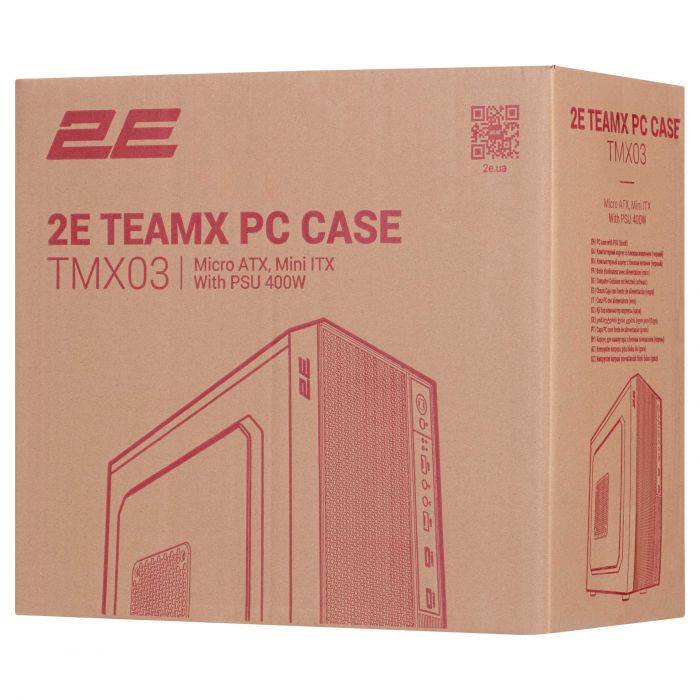 Корпус 2E TeamX TMX03 з БЖ 2E ATX400W, 2xUSB2.0, 1x80мм, VGA 220мм, mATX, чорний