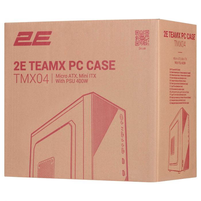 Корпус 2E TeamX TMX04 з БЖ 2E ATX400W, 2xUSB2.0, 1x80мм, VGA 220мм, mATX, чорний