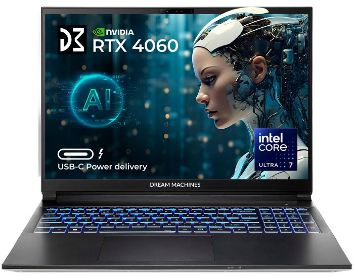 Ноутбук Dream Machines RG4060-16 16FHD+ IPS, Intel Ultra 7-155H, 32GB, F1TB, NVD4060-8, DOS, чорний