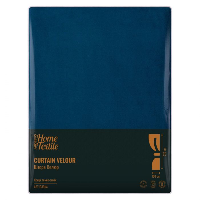 Штора ARDESTO 150х270см, велюр, 100% поліестер, синій темний