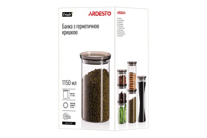 Банка для зберігання Ardesto Fresh, 1150мл, скло, пластик, прозорий