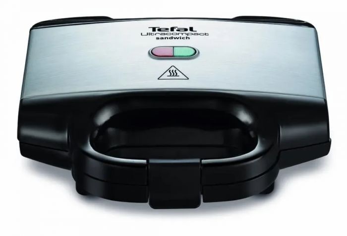 Сендвічмейкер Tefal Ultracompact 700Вт, 1 пластина-гриль, корпус-пластик, чорно-сріблястий