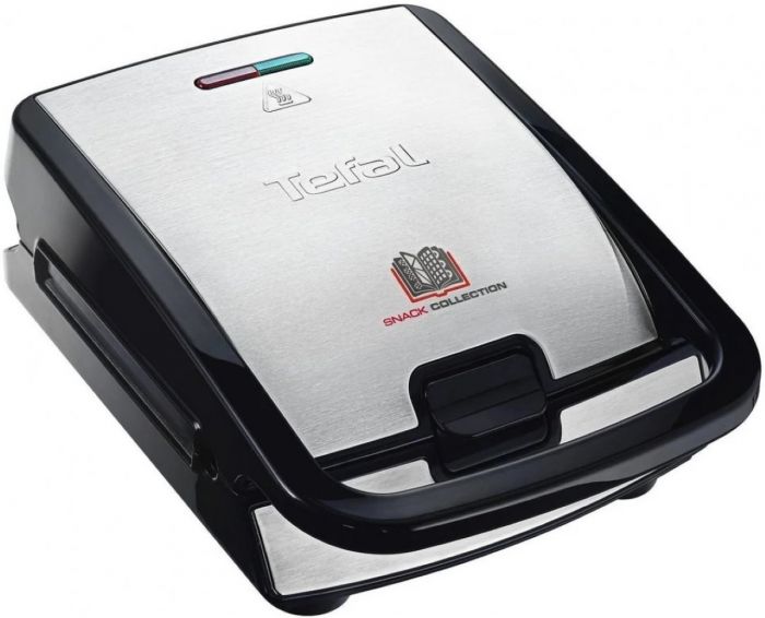 Мультимейкер Tefal Snack collection 700Вт, тефлон, 3 пластини, корпус-нержав.сталь/пластик, чорний