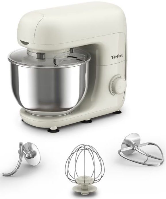 Міксер Tefal планетарний Bake Essential 800Вт, насадки-3, чаша-нерж., метал, 4.8л, білий