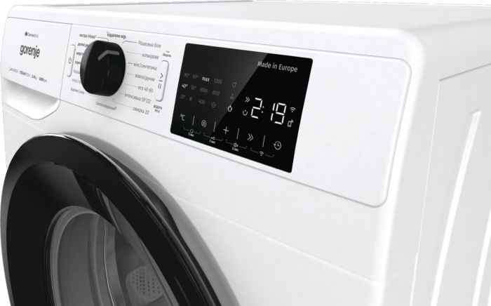 Пральна машина Gorenje фронтальна, 8кг, 1400, A+++, 55см, дисплей, інвертор, пара, Wi-Fi, білий