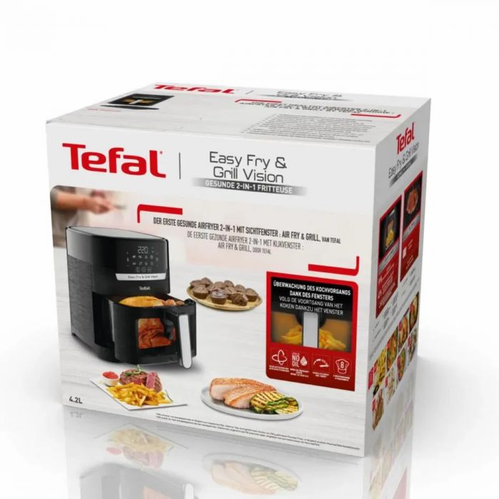 Мультипіч Tefal Easy Fry&Grill Vision Window, 1550Вт, чаша-4.2л, сенсорне керув., 10 програм, з віконцем, пластик, чорний