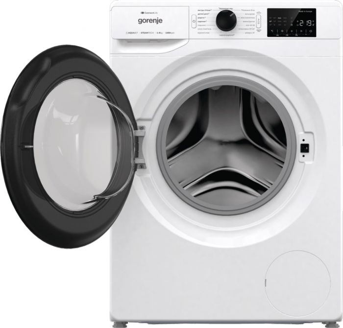 Пральна машина Gorenje фронтальна, 9кг, 1400, A+++, 46,5см, дисплей, інвертор, пара, Wi-Fi, білий