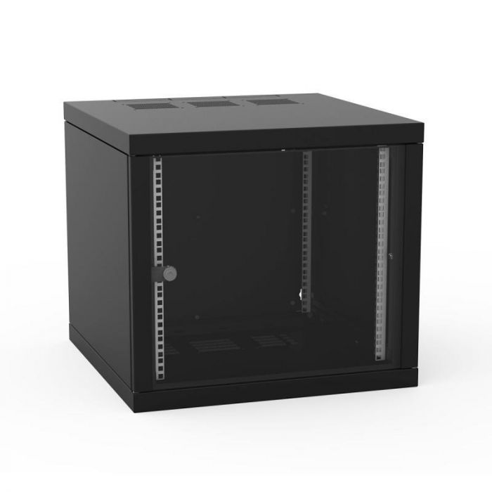 Шафа ZPAS 19", 12U, Z-BOX, змінні бічні стінки, скляні двері, 600x600 мм, максимально 100кг, чорна